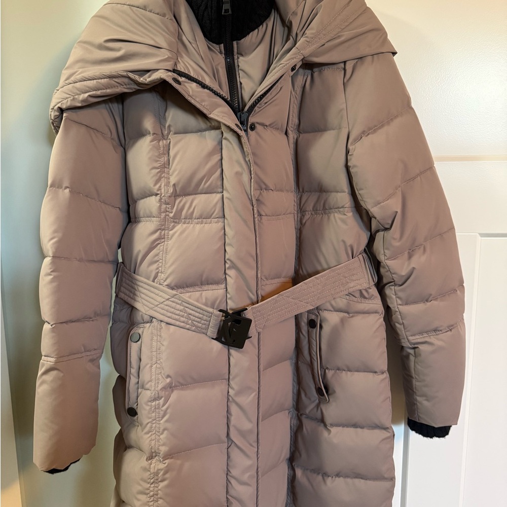 Twik Beige Puffer Jacket with Belt